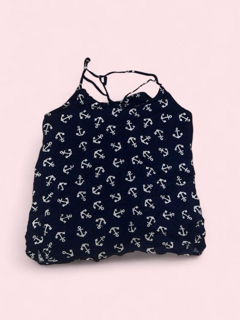No Boundaries Navy Anchor Print Strappy Cami